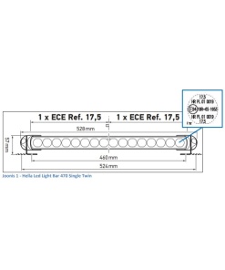 Papildlukturi Ref. 2 x 17,5 Hella LED 470 Single T 12-24V