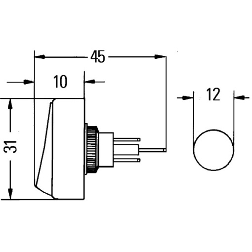 Universāls instruments Slēdzis 12V dzeltens apaļš