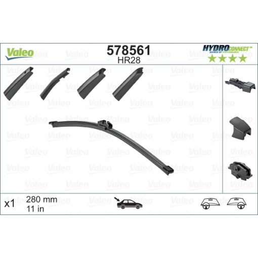 Slotiņa, logu tīrītājs Valeo HydroConnect Rear 280mm