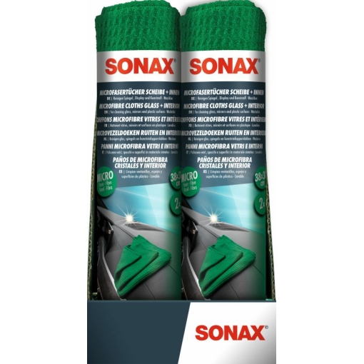 SONAX Autoķīmija Mikrošķiedras audums logu un spoguļu virsmām 2 gab